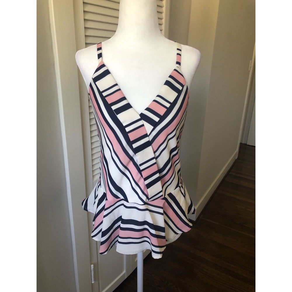 Greylin Striped Peplum Tank Top